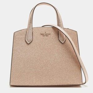 NEW Kate Spade Glitter Fabric Tinsel Satchel Rose Gold